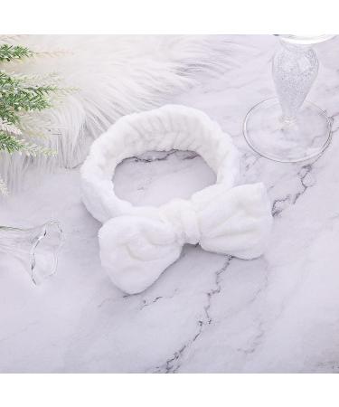 Soft Flannel Spa Headband for Women - Bowknot Hair Band for Makeup, Face Wash, Shower - White Headband - Buy Online on SooperMarket.com