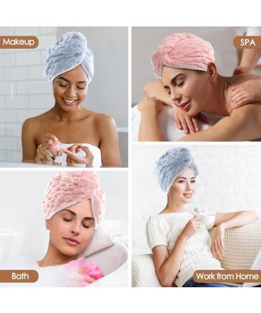 JEFFSUN Microfiber Hair Drying Towel Wrap - Super Absorbent Hooded Turban for Women | 2 Colors Extra Thick for Long Curly Wet Hair - Buy Online on SooperMarket.com