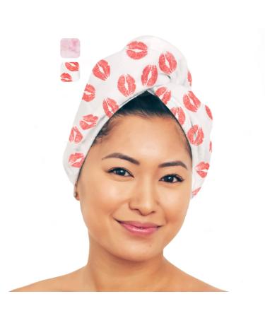 AQUIS Hair Wrap, Water-Wicking Microfiber Towel, Dries Hair 50% Faster, Button-Loop Closure, Hands Free Drying, Lips