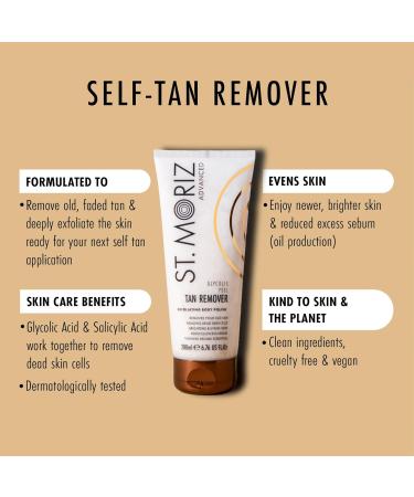 St Moriz Advanced Glycolic Peel Tan Remover | Exfoliating Fake Tan Remover Scrub with Glycolic & Salicylic Acid | Removes Old Faded Fake Tan | Rapid Fake Tan Remover | Vegan | Cruelty Free | 200ml - Buy Online on SooperMarket.com