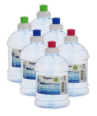 Arrow H2O On The Go Water Bottle 18 Fl Oz (Includes 6 Bottles) - Mini Clear Plastic Water Bottle with Push Cap - Made in the USA BPA Free - Built-In Handle Ideal for School and Sports Practice 18 ounce - 6 Pack