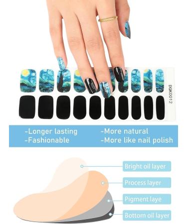 Kalolary Gel Nail Polish Strips Nail Gel Art Sticker Waterproof Full Nail Wraps Decal Sets with Scissors Nail File and Stick for Women Girls Nail Art Decor (UV/LED Lamp Required)-12 - Buy Online on SooperMarket.com