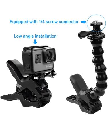 Suptig Jaws Flex Clamp Mount for GoPro and Action Cameras - Compatible with Hero 11, 10, 9, 8, 7, 6, 5, 4, Session, 3+, 3 and Arlo Pro - Gooseneck Mount for Versatile Angles - Buy Online on SooperMarket.com