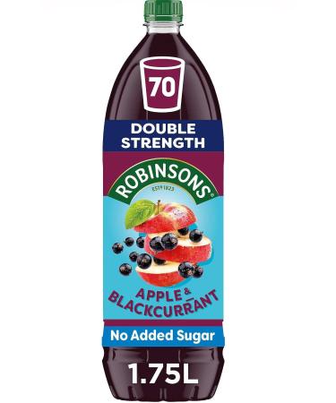 Robinsons Double Strength Apple & Blackcurrant No Added Sugar Squash 1.75L (Pack of 1) Apple and Blackcurrant