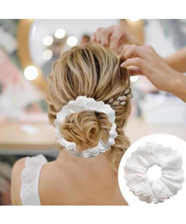 JEKUGOT Large White Lace Scrunchies for Women - Soft Elastic Hair Bands Thick Hair Ties Bobbles Ponytail Holders - Lolita Bulk Scrunchie Accessories for Ladies & Girls - Buy Online on SooperMarket.com