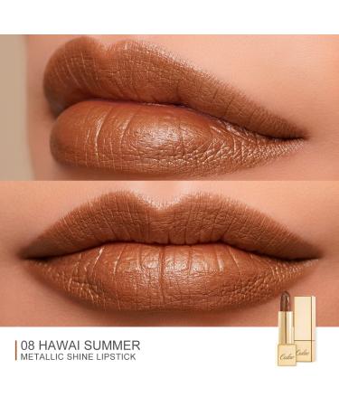 Oulac Metallic Gloss Lipstick - Brown Glitter Long-Lasting 3D Shine Vegan & Cruelty-Free Hawaii Summer Coconut Gold (4.3g) - Buy Online on SooperMarket.com