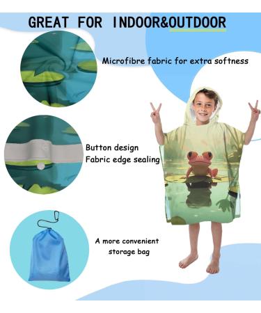 Aiorber Children's Bathing Poncho with Hood | 76x76cm Microfiber Towel | Ultra Soft & Absorbent Beach & Shower Towel | Perfect for Kids Ages 5-10 - Green Design - Buy Online on SooperMarket.com
