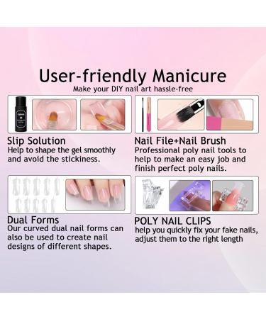 Lofuanna Poly Gel Nail Kit - 6 Colors Nude Pink Set | Nail Starter Kit for Beginners with Slip Solution & Nail Forms - DIY Nail Extension Gel for Strengthening Nails - Buy Online on SooperMarket.com