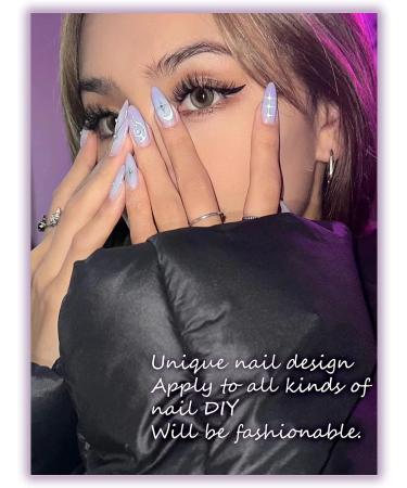 Gorvalin Y2K Nail Art Sticker Decals - 12 Sheets Metallic Cyber Punk Design for DIY Nail Decoration | Self-Adhesive Nail Charms for Women & Girls - Buy Online on SooperMarket.com
