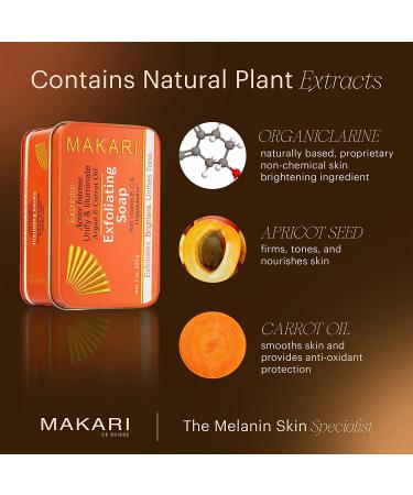 MAKARI Extreme Active Intense Argan & Carrot Oil Exfoliating Soap 7oz | Brightening Bar with Apricot Seed Extract, Vitamins C & E | Reveals Natural Radiance - Buy Online on SooperMarket.com