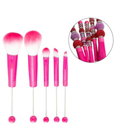 Hot Pink Beadable Makeup Brushes Set of 5 | DIY Silicone Focal Beads for Crafters | Cosmetic Brush Kit for Keychains & Eyeshadow - Buy Online on SooperMarket.com