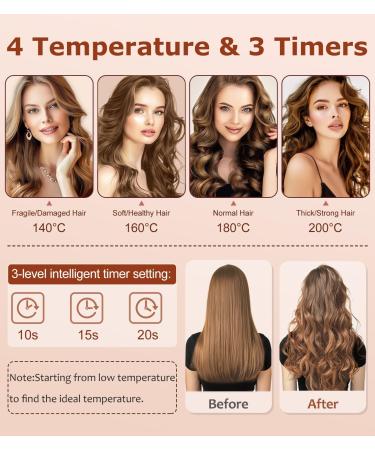Auto Hair Curler - Automatic Curling Iron with 4 Temperature Settings & 3 Timer - Anti-Scald Anti-Tangle - Perfect for Hair Styling - Pink - Buy Online on SooperMarket.com
