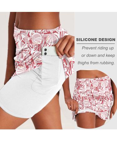 Ekouaer Women's Athletic Skorts - Pink Floral X-Large - Lightweight Golf & Tennis Skirt with Inner Shorts and Pocket for Running & Workout - Sports Skorts - Buy Online on SooperMarket.com