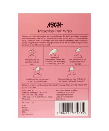 Nykaa Naturals Microfiber Hair Towel Wrap - Lightweight & Absorbent Gentle on Hair Prevents Frizz - Pink - 1 pc | Ideal for All Hair Types - Buy Online on SooperMarket.com