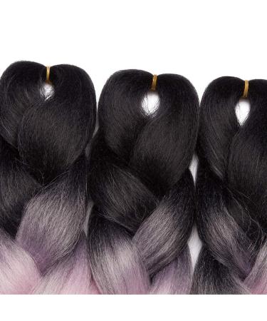 Tess Braids Extensions Ombre 60 cm - 3 Pack Jumbo Kanecalon Hair for Box Braids - Black/Purple Ombre - 100g per Bundle - Buy Online on SooperMarket.com