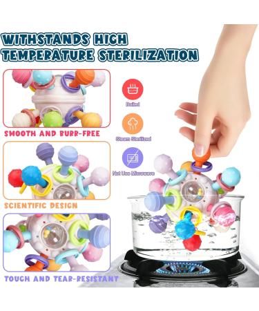 Tosekry Bei ring Baby Toys | BPA-Free Silicone Grip Balls | Perfect Gifts for 0-12 Months | Enhance Motor Skills & Sensory Play - Buy Online on SooperMarket.com