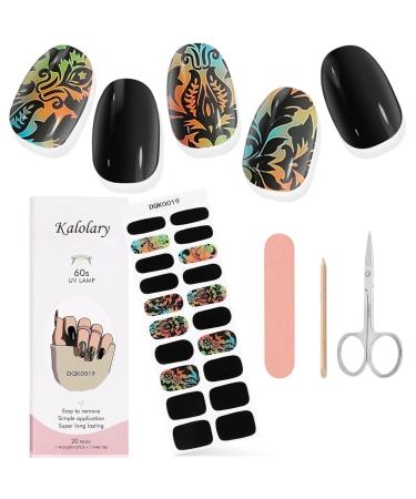 Kalolary Gel Nail Polish Strips Nail Gel Art Sticker Waterproof Full Nail Wraps Decal Sets with Scissors Nail File and Stick(UV/LED Lamp Required) (-19)