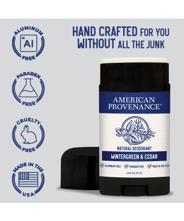 American Provenance All-Natural Men's Deodorant - Aluminum Free, Essential Oils, Long-Lasting, Made in USA - Wintergreen & Cedar - Buy Online on SooperMarket.com