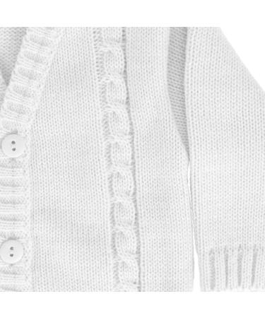Baby Boys Winter Knitted Cardigan | Cable Knit Knitwear | Made in Portugal | White 12-18 Months - Buy Online on SooperMarket.com