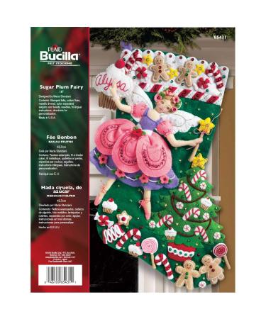 Bucilla Sugar Plum Fairy Christmas Stocking Felt Applique Kit  85431 18-Inch