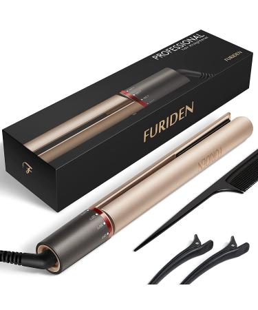 FURIDEN Hair Straightener, Flat Iron Hair Straightener, Hair Straightener and Curler 2 in 1, Flat Iron Curling Iron in One, Curling Straightening Iron Combo, Round Flat Iron