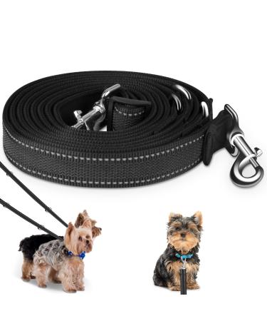 Adjustable dog leash 3m nylon double linen lights up in the dark with premium reinforcement suitable for large and medium -sized dogs 15mm wide - neon green (bright black)