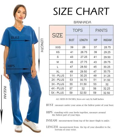 Banhada V-Neck Top 7-Pocket Scrub Set for Women - 4-Way Stretch, Lightweight, Comfortable - Royal Blue (5X-PLUS) - Buy Online on SooperMarket.com