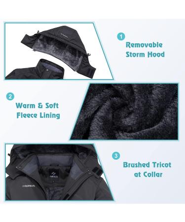 Farvalue Men's Waterproof Ski Jacket | Winter Warm Snow Coat with Hood - Grey | Large Size - Buy Online on SooperMarket.com