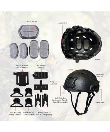 Fousam Tactical Helmet Airsoft Fast BJ/PJ/MH Military - Adjustable 15 in 1 Headwear for Paintball CS War Games - Outdoor Sports Helmet (BJ-Black) - Buy Online on SooperMarket.com