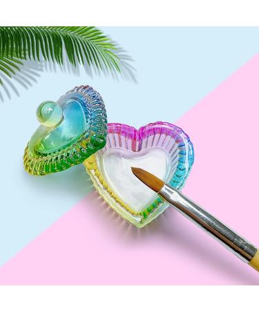 Sweet Heart Shape Acrylic Dappen Dish & Glass Cup | Acrylic Nail Art Kit with Cap Lid | Transparent Colored Glaze Bowl - Buy Online on SooperMarket.com