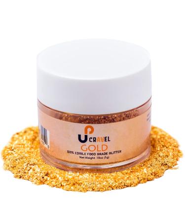 Edible Glitter for Drinks, Food and Desserts, 100% Edible, Tasteless, Food Grade Sprinkles for Cake Decorating and Sparkling Beverages | Vegan, Gluten & Nut Free | Made in USA 0.18 Ounce (Pack of 1) Gold