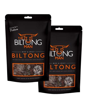 The Biltong Man | Nice n Spicy Beef Biltong | Healthy High Protein Dried Beef Snack | Low Calorie Gluten-free & Keto-friendly | 1Kg (2 x 500 Gram) 1 Count (Pack of 1)