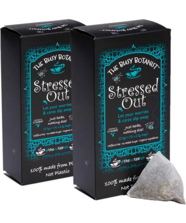 Stressed Out Herbal Tea with Valerian Root Camomile and Ashwagandha - Caffeine Free Decaffeinated - 2 x 15 Individual Tea Bags by The Busy Botanist