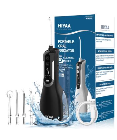 Water Flossers for Teeth Cordless and Oral Irrigator Dental Flosser with 5 Modes 360ML Portable Dental Water Flosser with 4 Jet Tips & USB Rechargeable Use for Travel-Black
