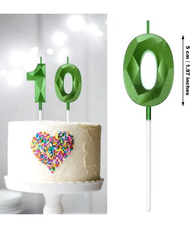 10th Birthday Number Candles - Happy Birthday Cake Topper Decoration in Green - Buy Online on SooperMarket.com