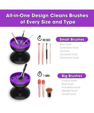 Electric Makeup Brush Cleaner Set - Automatic Spinner, Cleaning Mat - Christmas Gift for Her - Purple - Buy Online on SooperMarket.com