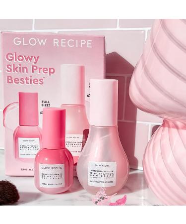 Glow Recipe Glowy Skin Prep Besties: Watermelon Niacinamide Dew Drops + Guava Vitamin C Eye Gel - Hydrating Serum & Under Eye Brightener Kit - Buy Online on SooperMarket.com