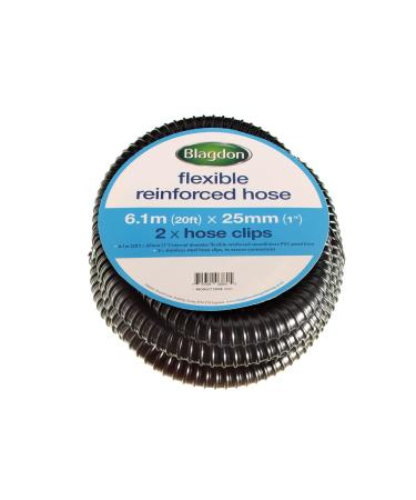 Blagdon Flexible Reinforced Pond Tubing 6.1m (20ft) x 25mm (1 ) Internal Diameter Smooth-bore PVC Pond Tubing Includes 2 stainless steel Hose Clamps Corrugated Tough and Strong Tubing Internal Diameter 25mm (1")