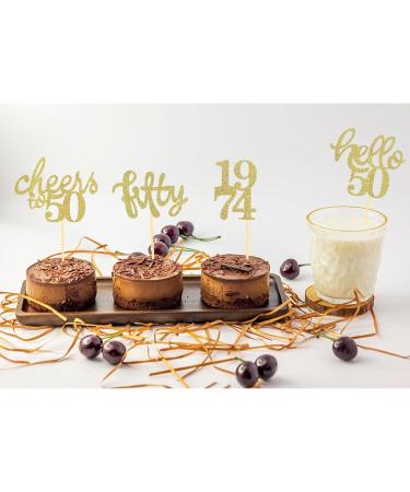 24 Pcs Glitter 50th Birthday Cupcake Toppers for Celebrating Fifty Years Old Birthday Party Decorations (Gold) - Buy Online on SooperMarket.com