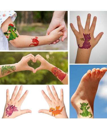Dopetattoo 20 Designs Temporary Baby Dinosaur & Dragon Cartoon Fake Tattoos - Fun Kids' Temporary Tattoo Set - Buy Online on SooperMarket.com