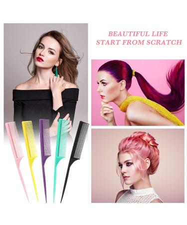 10-Piece Rat Tail Comb Set - Carbon & Heat Resistant, Anti-Static Teasing Comb for Volume & Styling (Assorted Colors) - Buy Online on SooperMarket.com