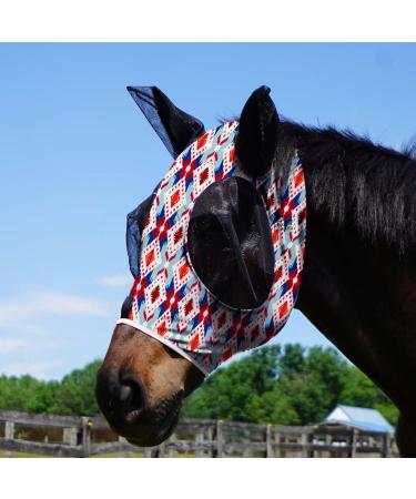 Harrison Howard Super Comfort Stretchable Fly Mask for Horses | UV Protection Soft & Breathable | XL Extra Full Size Tribal Abstract - Buy Online on SooperMarket.com