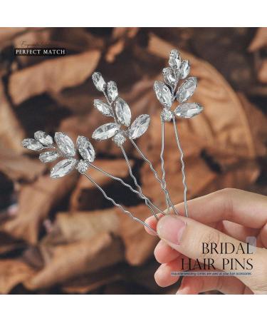 Easedaily Crystal Bride Wedding Hair Pins - Silver Rhinestone Bridal Hair Pieces (Pack of 3) - Buy Online on SooperMarket.com