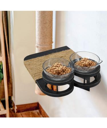 Cat Hammock & Wall Shelves with 3 Steps, Perches, and Food Shelf - Climbing, Scratching Post, and Plush Covered Steps for Indoor Cats - Black - Buy Online on SooperMarket.com