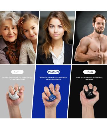 Letreen 3 Set Stress Balls for Adults - Gel Anti-Stress Balls in Various Strengths & Sizes | Perfect for Concentration & Relaxation - Black Sapphire Blue Gray - Buy Online on SooperMarket.com