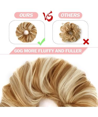 Vlasy Messy Bun Hair Piece Curly Wavy Scrunchies Extension Updo Synthetic Chignon F27/613# 60g - Buy Online on SooperMarket.com