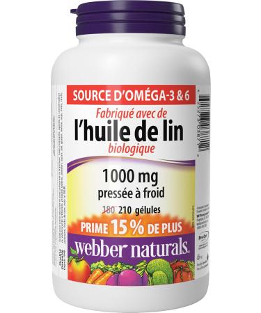 Webber Naturals Flaxseed Oil 1000 mg 210 Softgels Plant Source Omega-3 For Heart Brain and Cardiovascular Health & Vitamin E 400 IU 120 Softgels Natural Source of Vitamin E Antioxidant Support SUPPLEMENT + VITAMIN ECS165693 - Buy Online on SooperMarket.com
