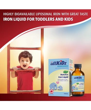 allKiDz BioActive Iron Liquid for Toddler Kids Children Liposomal Iron Supplement for Anemia Great Tasting High Absorption Vegan Plant-based No Sugar 100 Milliliter - Buy Online on SooperMarket.com