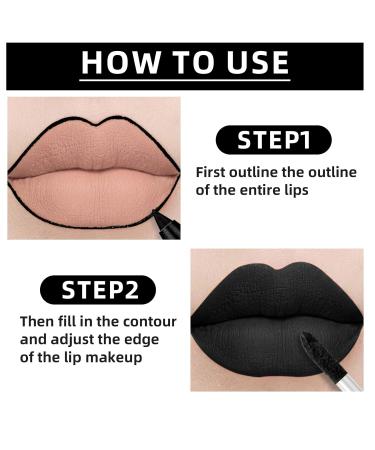 Buy Waterproof Goth Liquid Lipstick & Lip Liner Set | Dark Black Green Brown - Longlasting Matte Stain for Halloween Makeup & Cosplay - Buy Online on SooperMarket.com