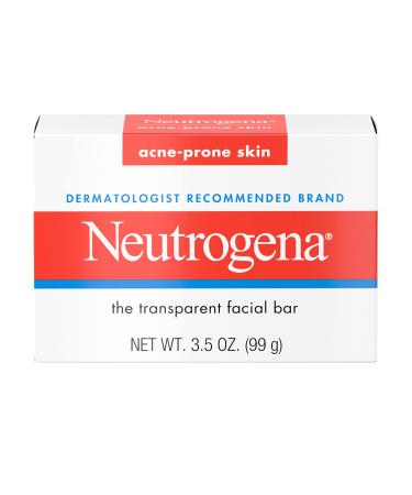 Neutrogena Facial Cleansing Bar Treatment for Acne-Prone Skin, Non-Medicated & Glycerin-Rich Formula Gently Cleanses without Over-Drying, No Detergents or Dyes, Non-Comedogenic, 3.5 oz Unscented 3.5 Fl Oz (Pack of 1)